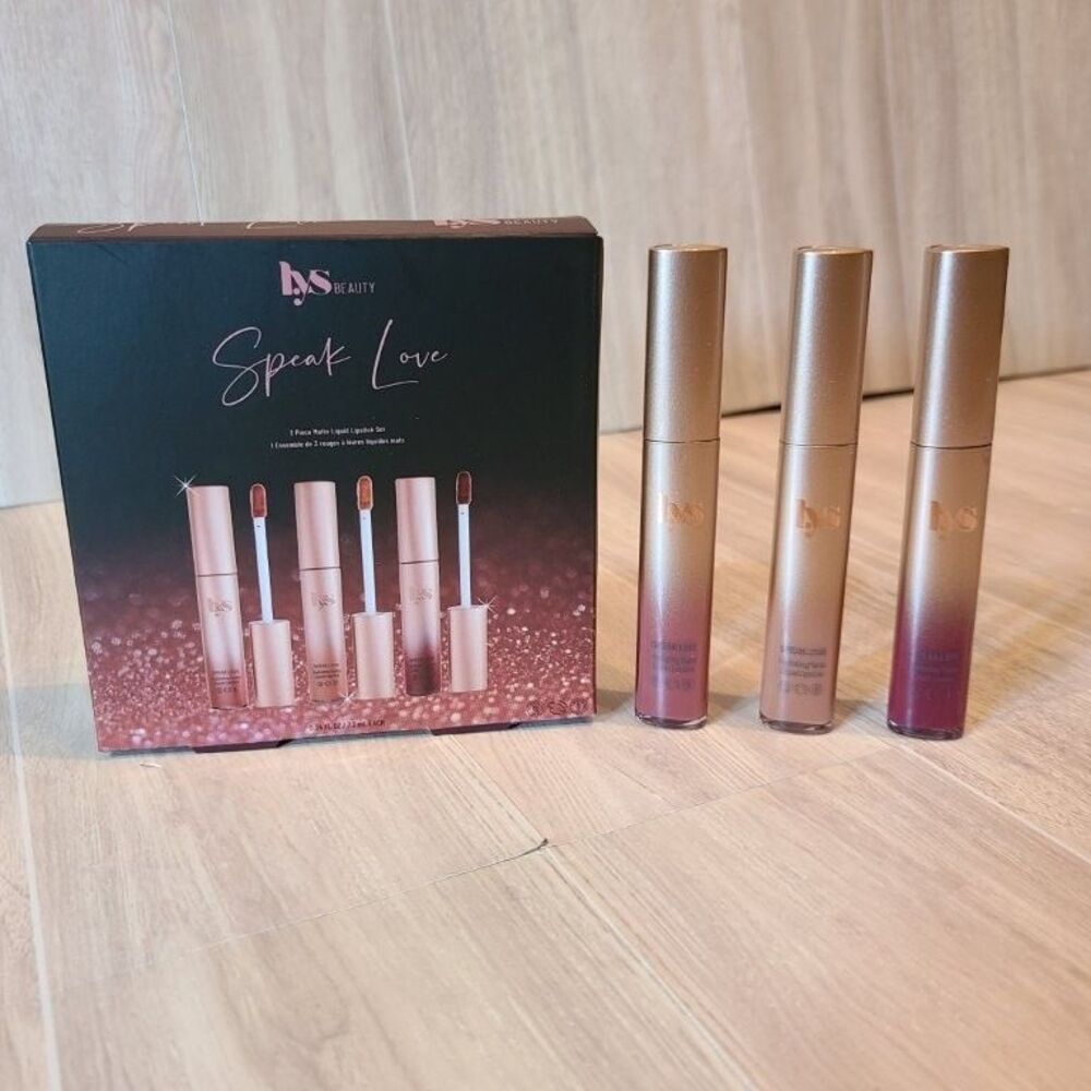 LYS Beauty Speak Love Matte Liquid Lipstick Set 3 Piece Long Lasting Makeup New